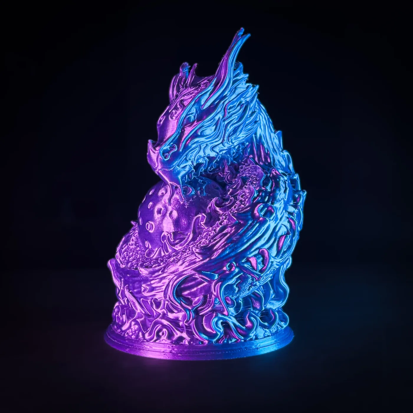 Moon Dragon bust, printed in resin