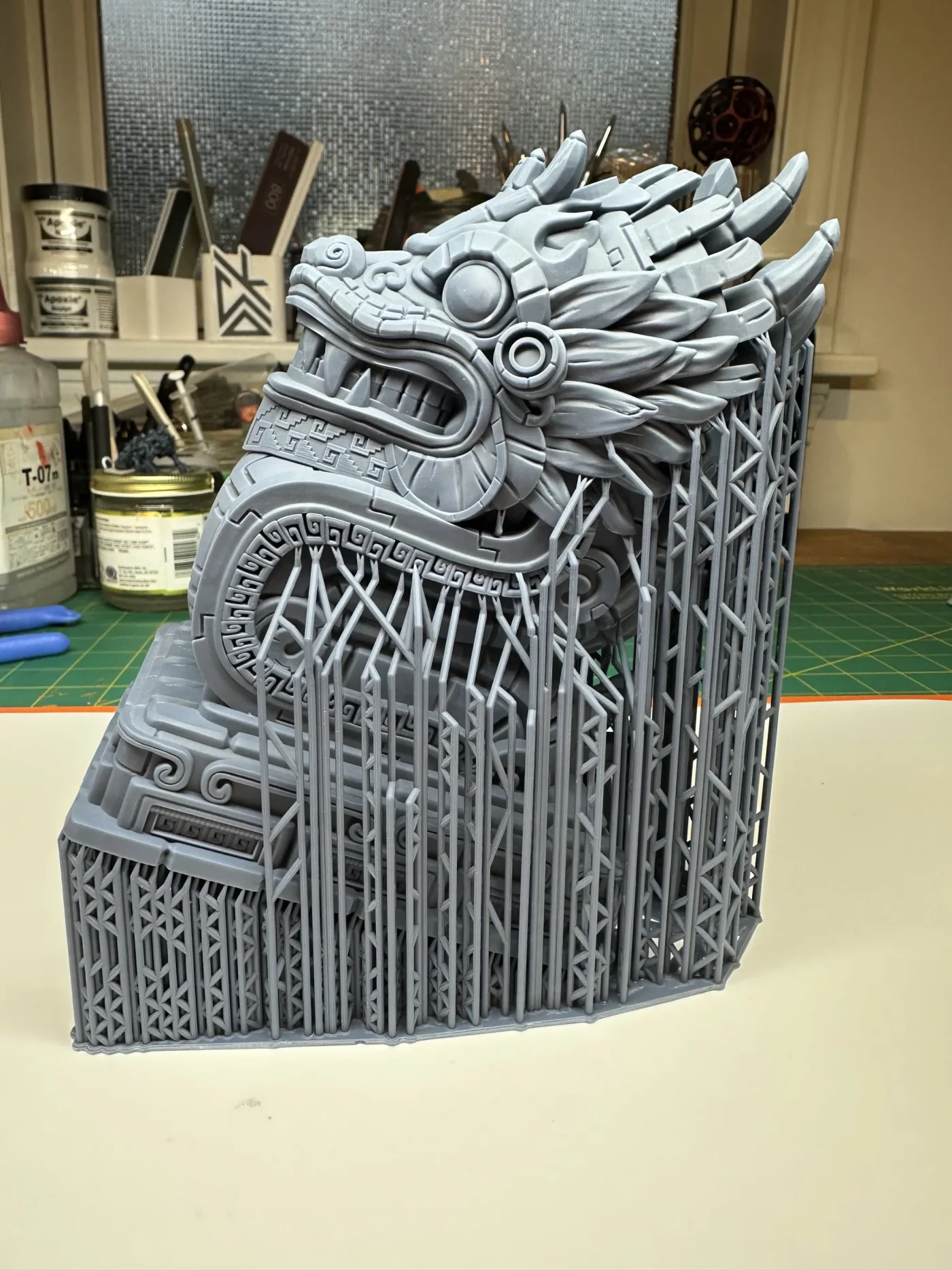 Aztec Dragon bust, straight off the plate