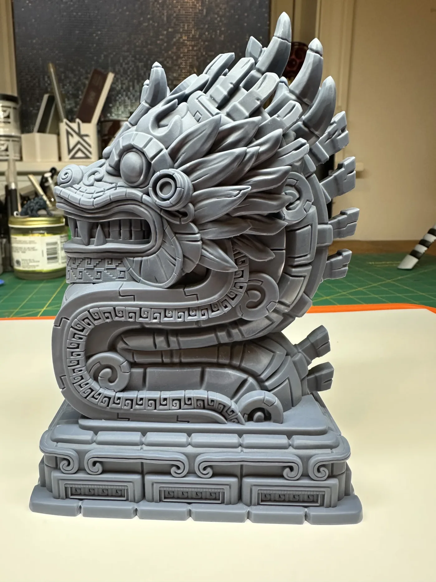Aztec Dragon bust, the finished test print