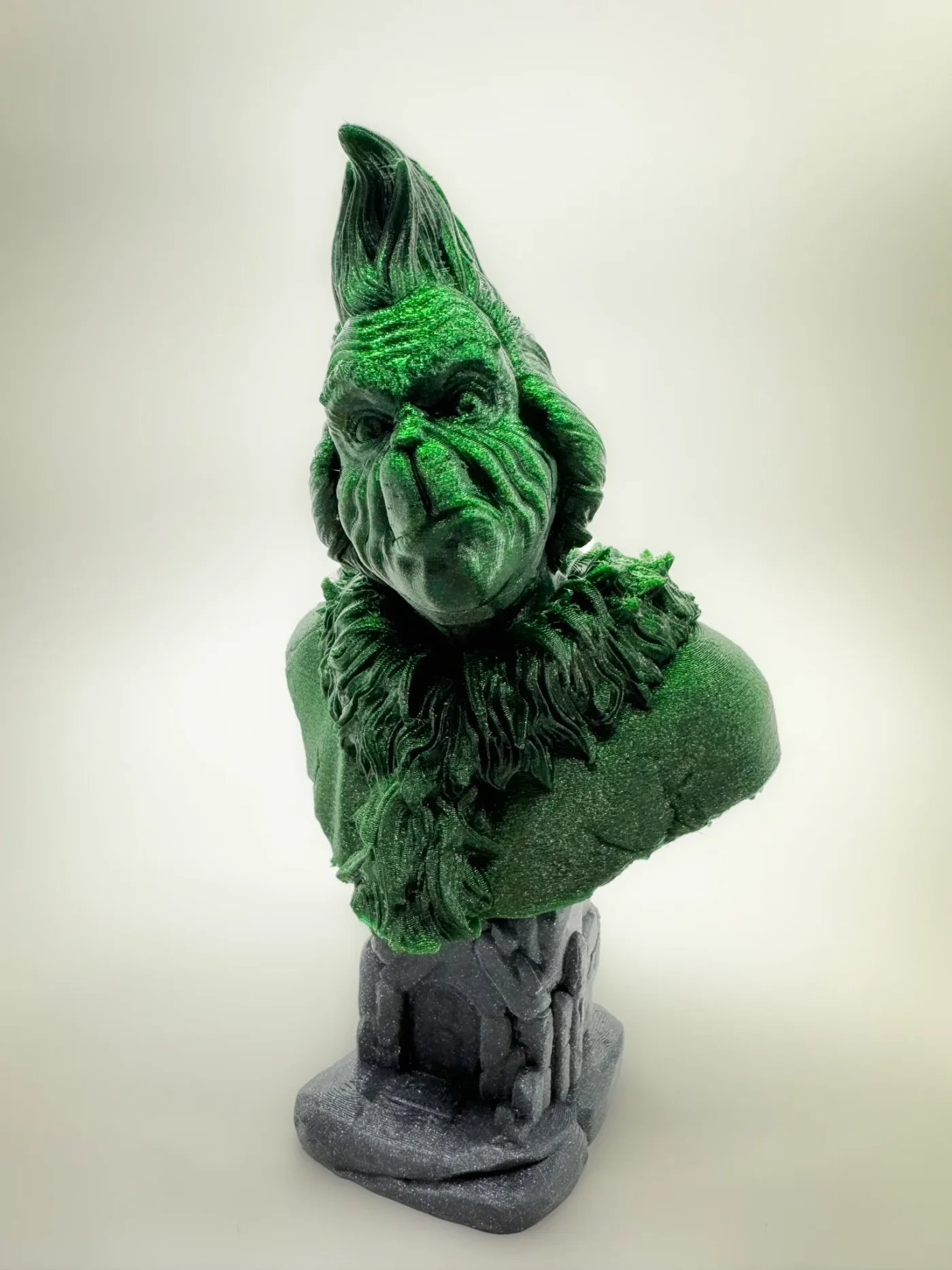 The Grinch bust, printed in resin