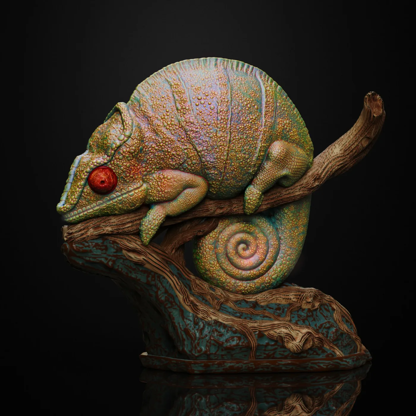 Panther Chameleon, the digital sculpt