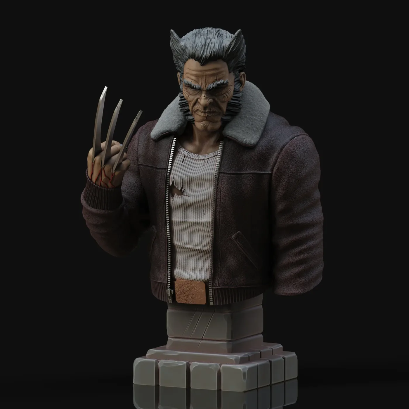 Old Man Logan Bust, the digital sculpt