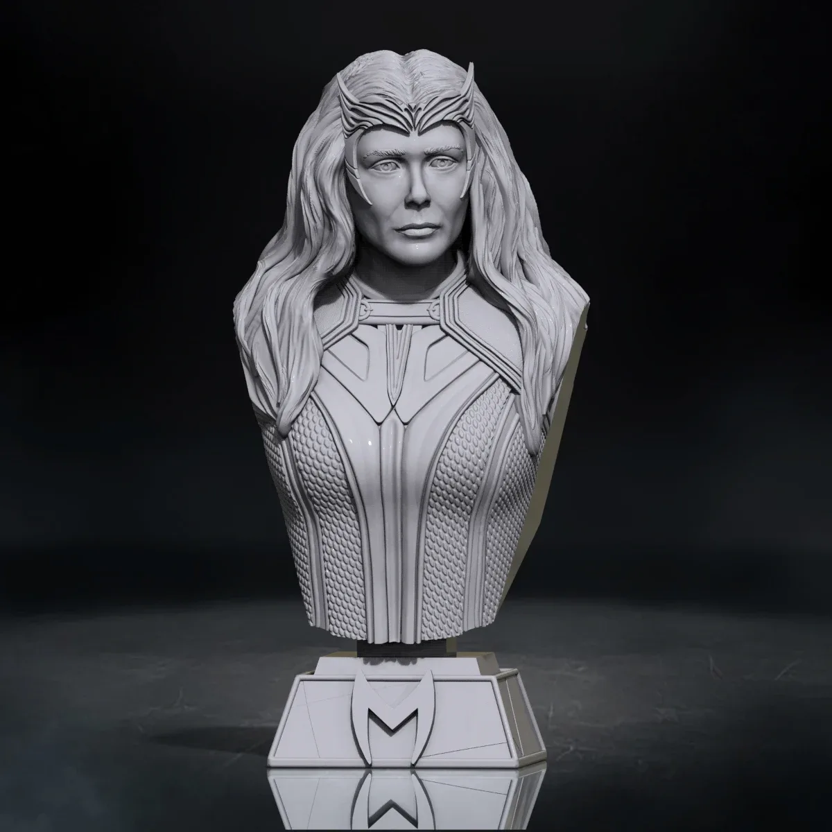 Scarlet Witch Bust, the digital sculpt