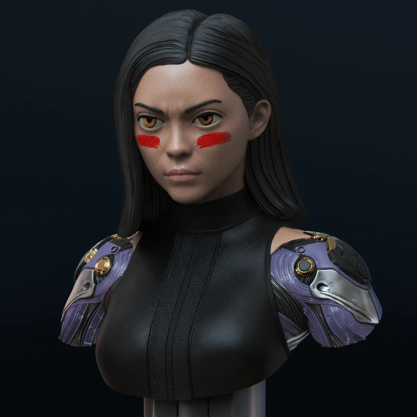 Alita bust, the digital sculpt