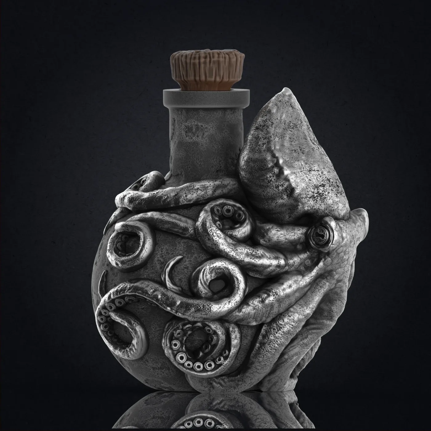 Octopus Bottle, the digital sculpt