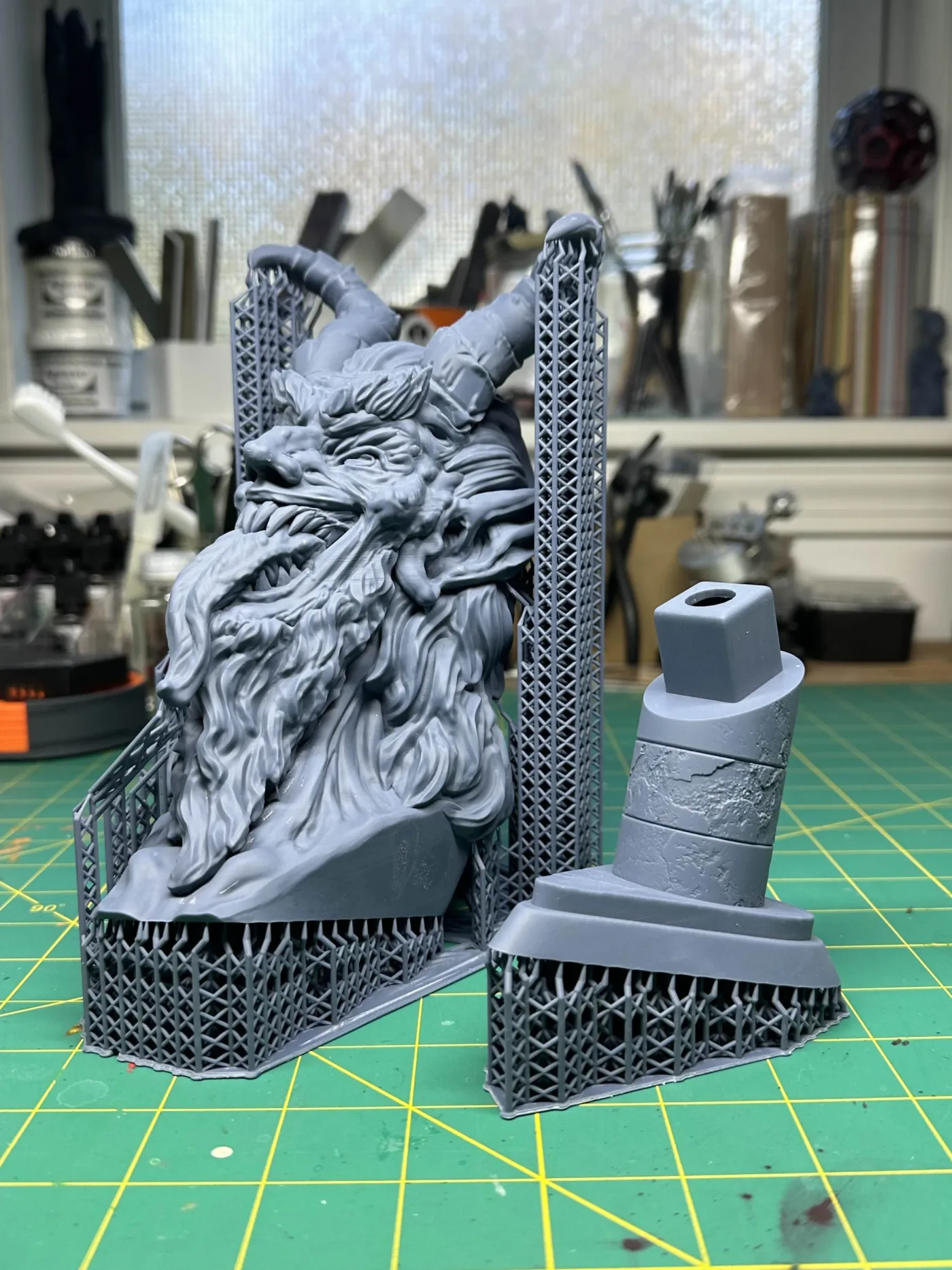 Krampus bust, straight off the plate