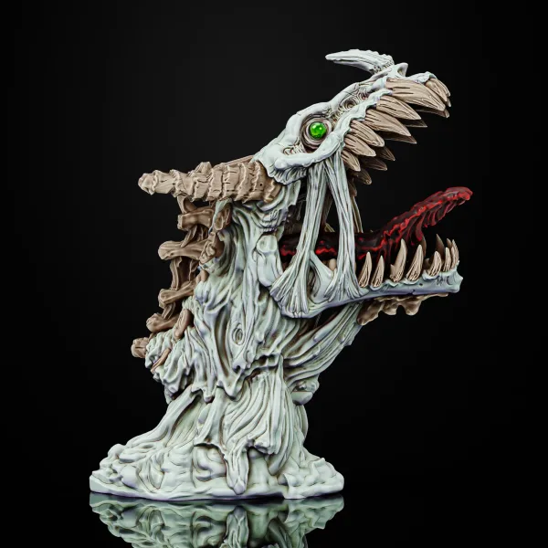 Undead Dragon head, 3D printable bust