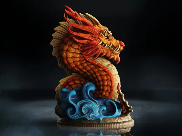 Chinese Dragon Bust, 3D printable bust
