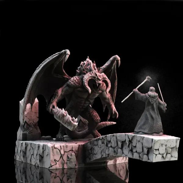 Balrog vs Gandalf Diorama, 3D printable diorama