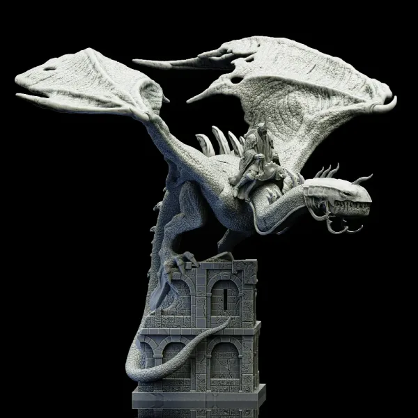 Witch King on Fell Beast bust, 3D printable figure