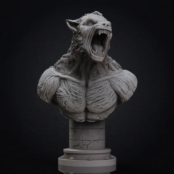 Werewolf bust, 3D printable bust